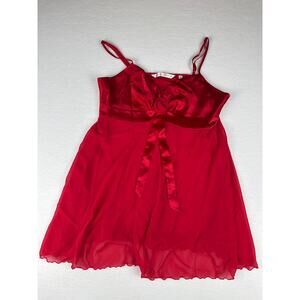 Vintage Victoria’s secret sheer satin rose bow slip size L